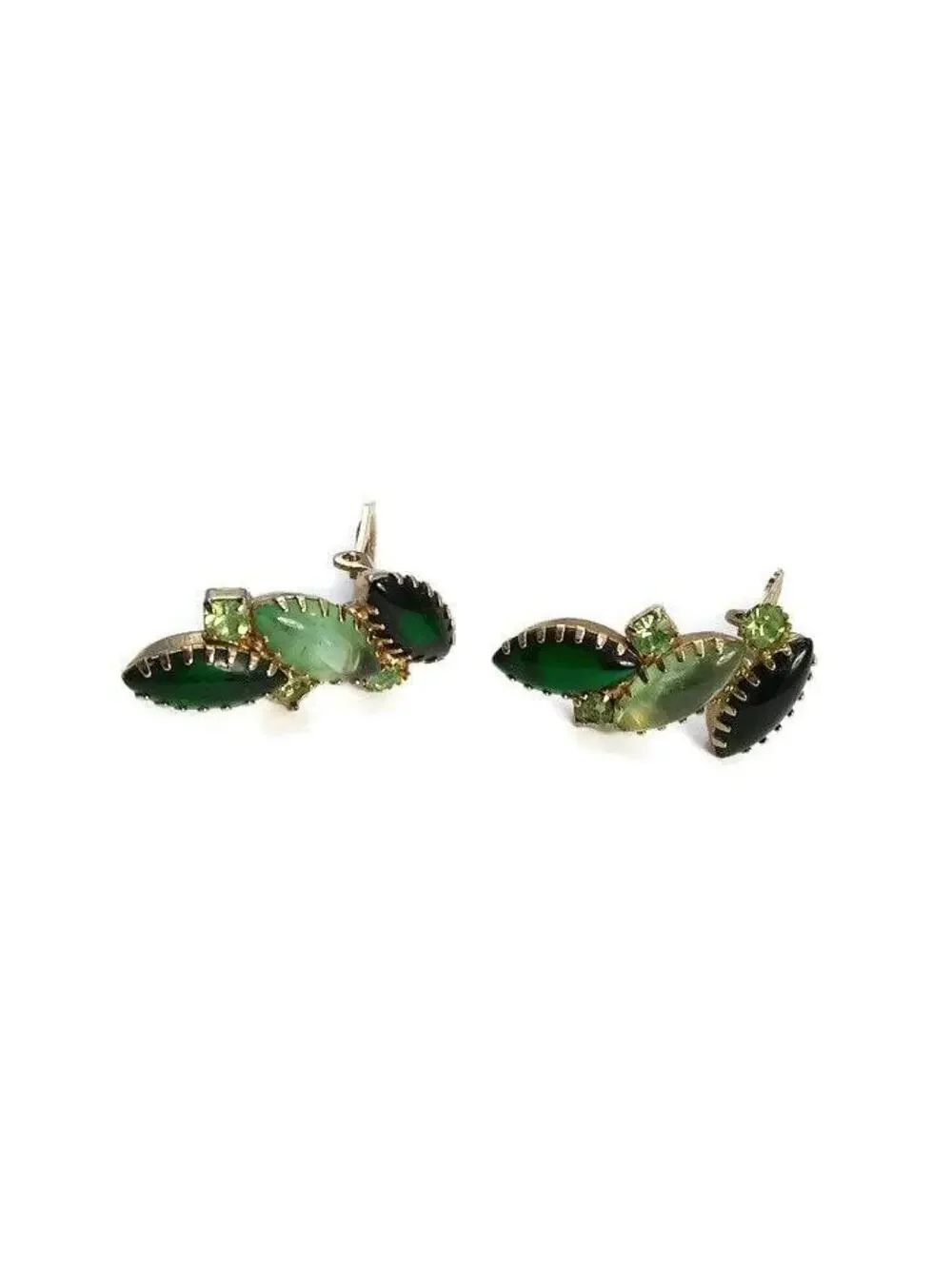 Vintage Juliana Style Green Glass Clip On Earrings, 1950s